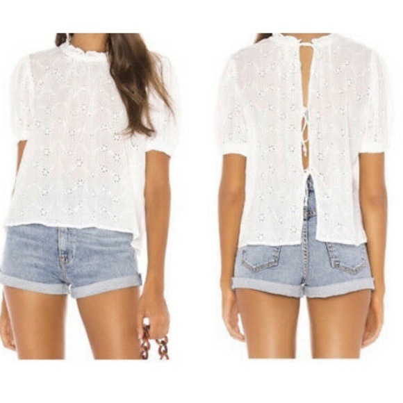 Free People Tops - Free People Women’s Letters to Juliet Top Ivory Eyelet Tie Back, size medium